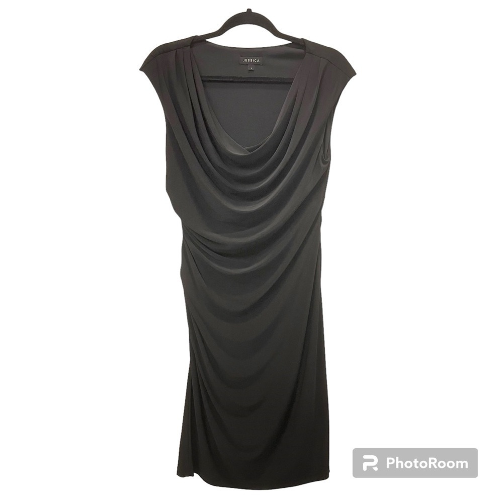 Black sleeveless cowl neck dress size 8